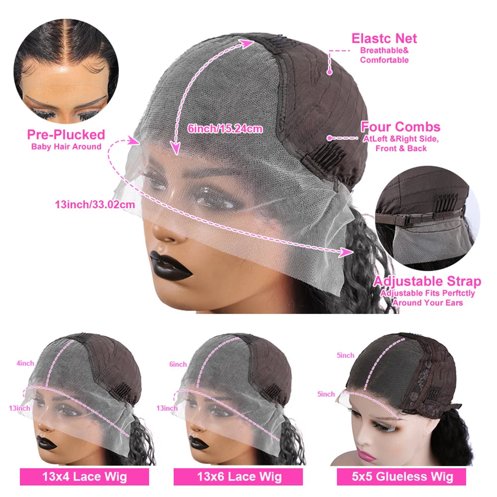 250% Upgraded 13x6 HDLace Front Human Hair Wig 5x5 Ready to Go HD Lace Glueless Straight Human Hair Wigs 13x4 Pre Plucked Natural Scalp Brazilian Hair Wigs