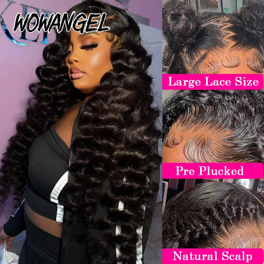 Loose Wave Lace Front Human Hair Wigs Jet Black 13x6 HD Lace Frontal Wigs SkinLike HD Lace Pre Plucked Glueless Wig For Women