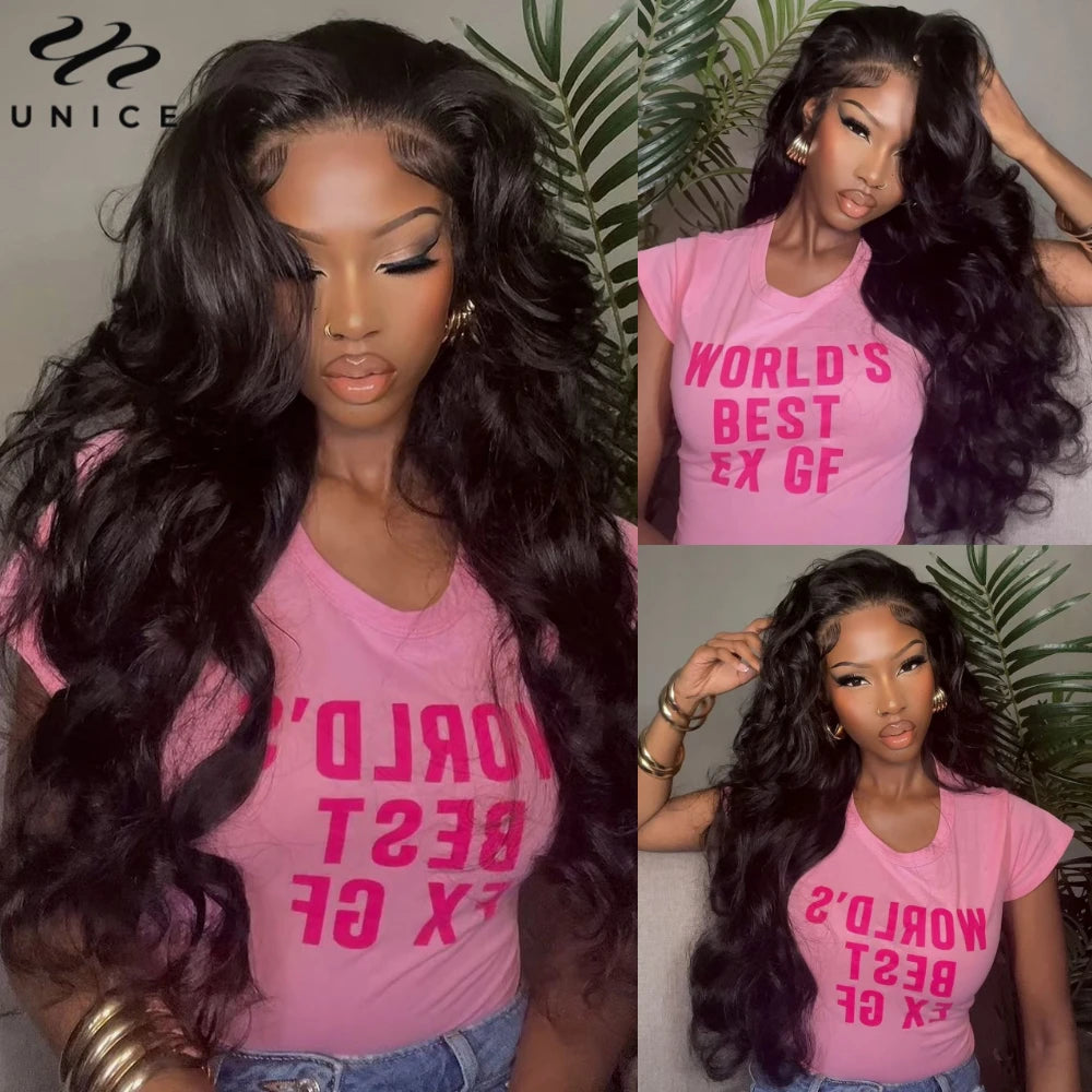 UNice Body Wave Bundles With Clousre 100% Human Hair Bundles 2/3/4 PCS With 1PC 4x4 Lace Closure Can Make 300% Density Wigs