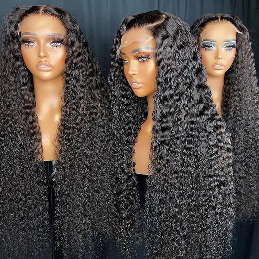 180% Density Peruvian Human Hair Wigs Transparent Lace Front Natural Curly Body Wave Long Swiss HD Lace Frontal Straight Style