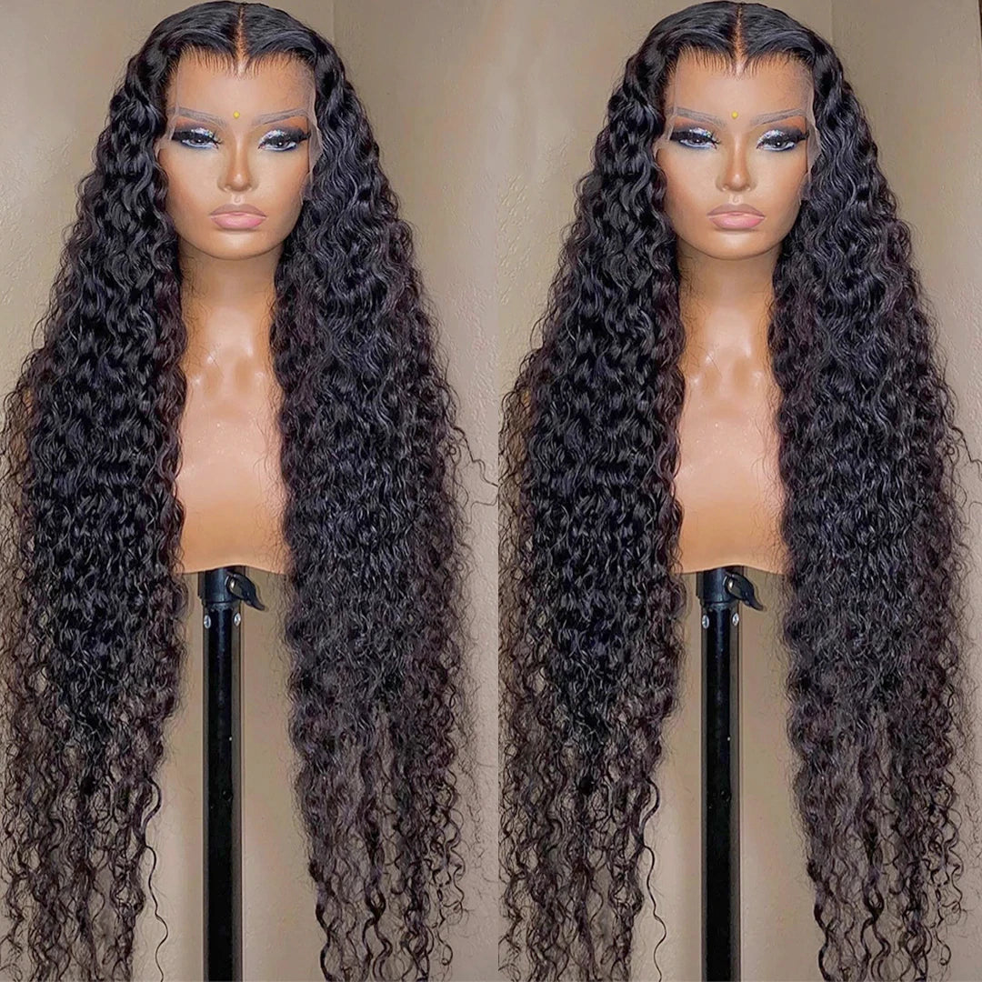 250 Density HD 13X6 Transparent Deep Wave Human Hair Lace Frontal Wig 30 40 Inch 13X4 Water Curly Lace Front Human Hair Wigs