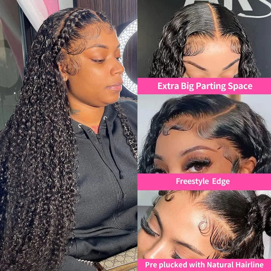 180% Density 13x6 Hd Transparent Deep Wave Lace Frontal Human Hair Wig 30 40 Inch Curly Lace Front Wig Human Hair Wigs for Women