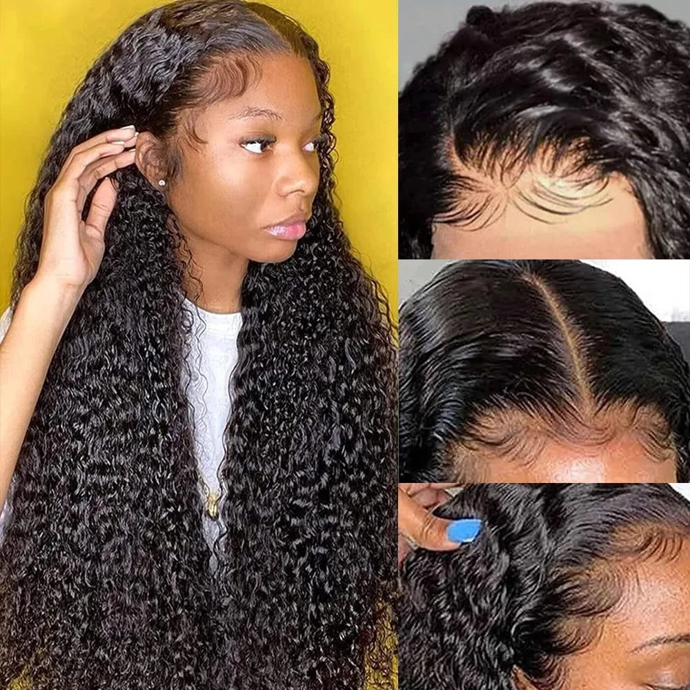 180% Density 13x6 Hd Transparent Deep Wave Lace Frontal Human Hair Wig 30 40 Inch Curly Lace Front Wig Human Hair Wigs for Women