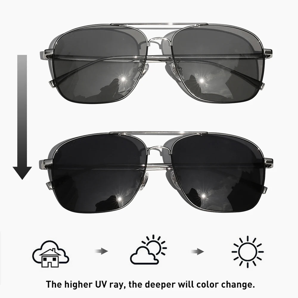 CAPONI Polarized Square Sunglasses Men Classic Brand Designer Eyewear Fashion Photochromic Men's Driving Sun Glasses BS8174