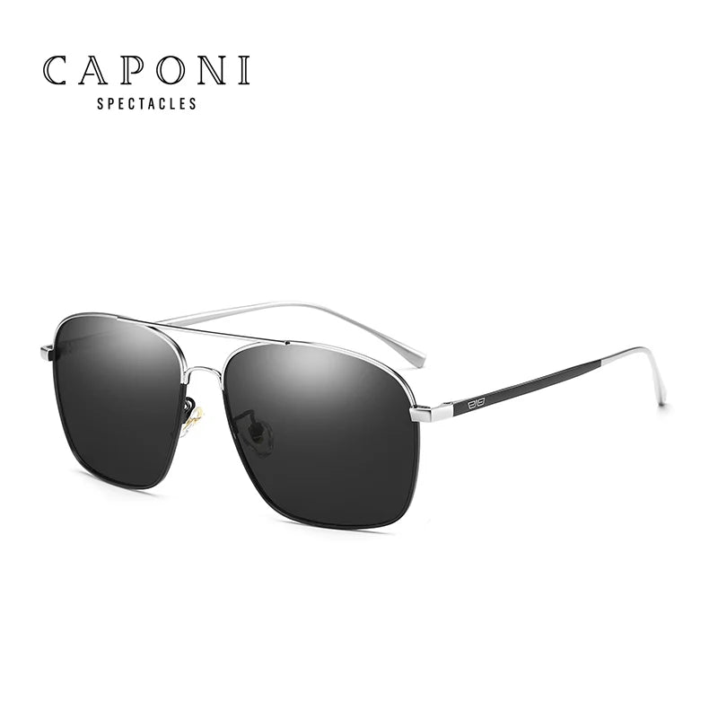CAPONI Polarized Square Sunglasses Men Classic Brand Designer Eyewear Fashion Photochromic Men's Driving Sun Glasses BS8174