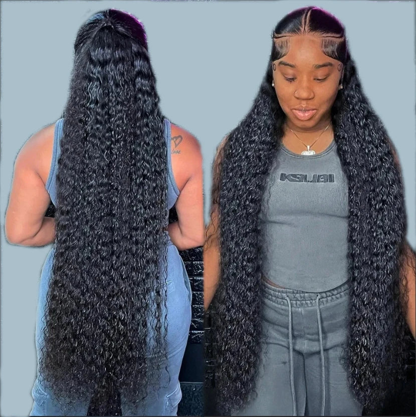 250 Density HD 13X6 Transparent Deep Wave Human Hair Lace Frontal Wig 30 40 Inch 13X4 Water Curly Lace Front Human Hair Wigs
