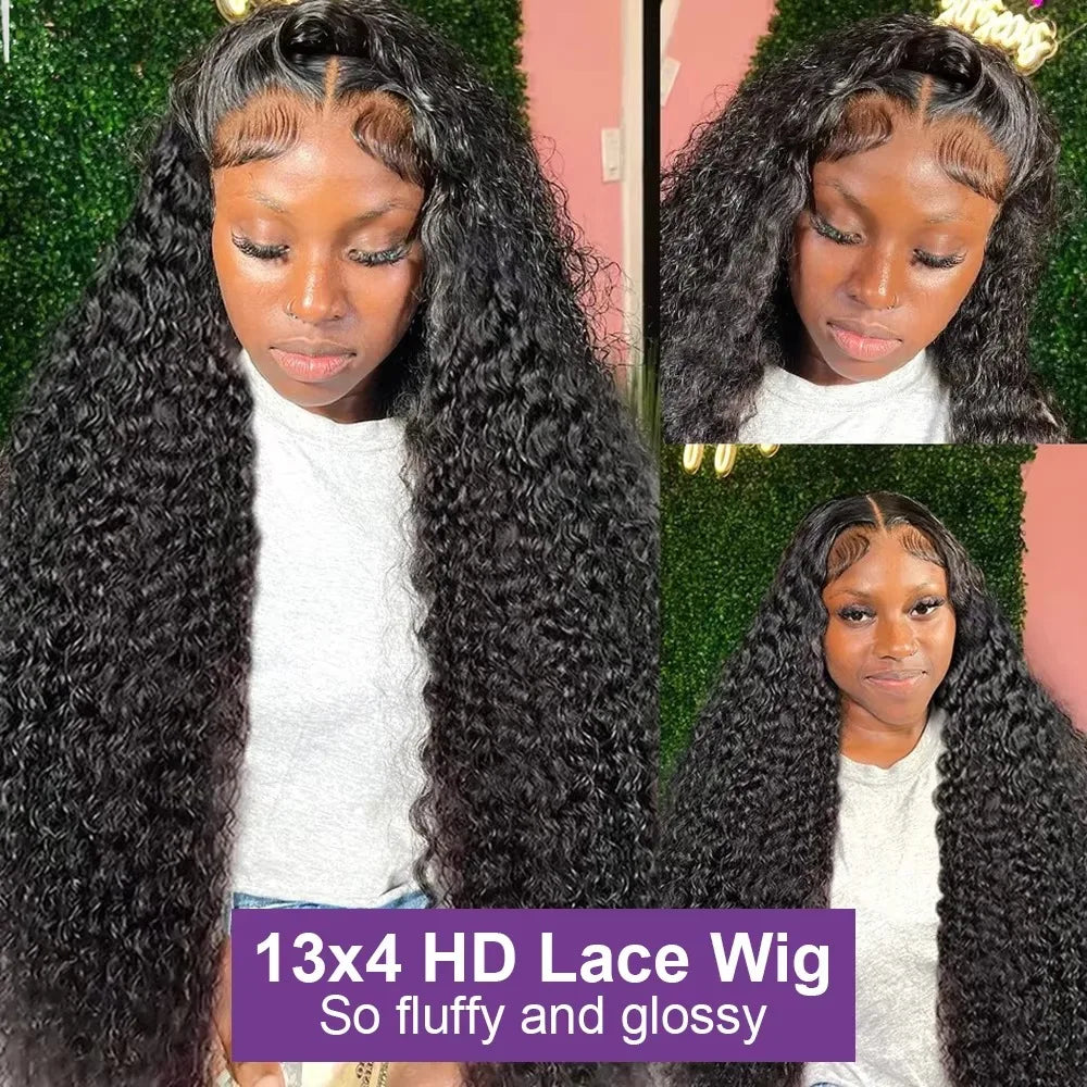 30 40 Inch Deep Wave 13x4 Hd Lace Frontal Wigs Human Hair Wigs for Black Women 180% Density Lace Front Wig Curly Human Hair Wig