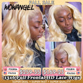 32inch 250% 13x6 HD Lace Frontal Wigs Melt Skins Natural Scalp 613 Blonde Body Wave Wig HD Lace Closure Human Hair Wigs Glueless