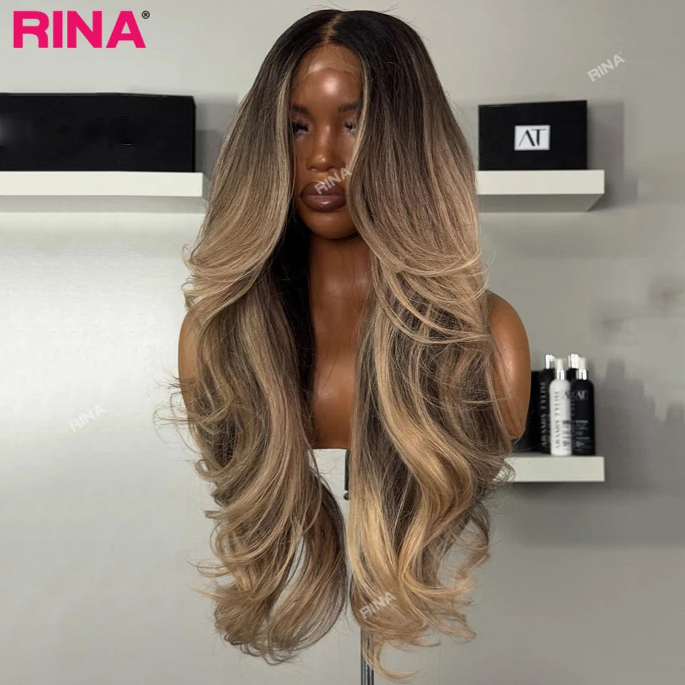 Ombre Blonde Highlight Color 200 Density 13x4 13x6 Human Hair Lace Front Wig Transparent Lace Brazilian Hair For Women Body Wave