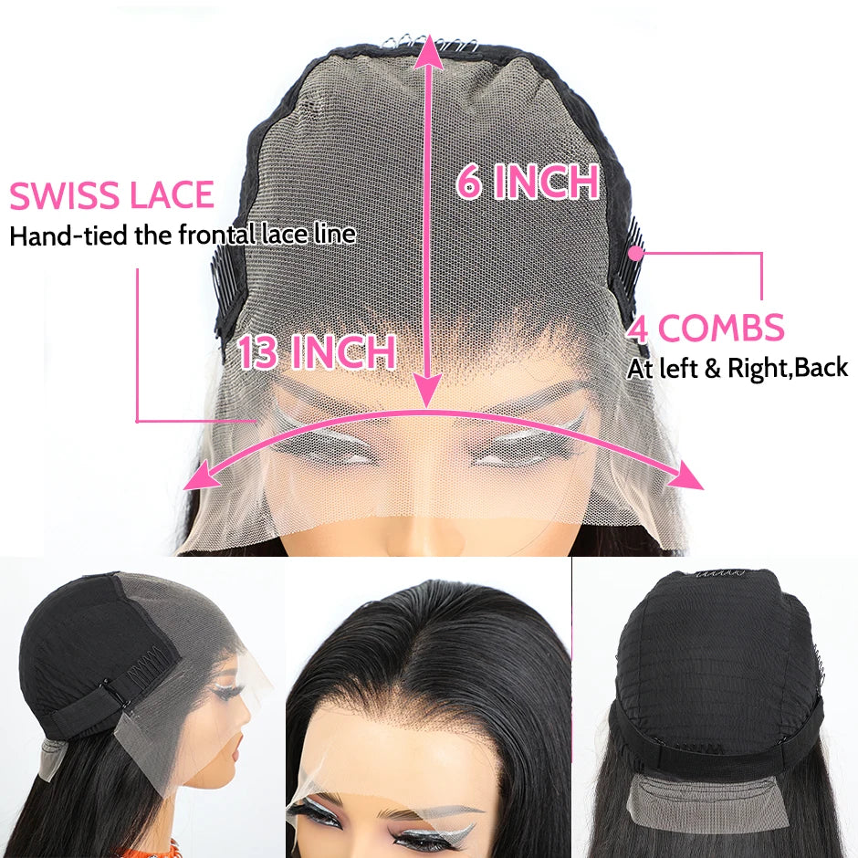 ISEE HAIR Wig Malaysian Straight 13x6 HD Lace Frontal Wig Pre Bleached Knots Wigs For Women Wear Go Glueless Wig Human Hair Wigs