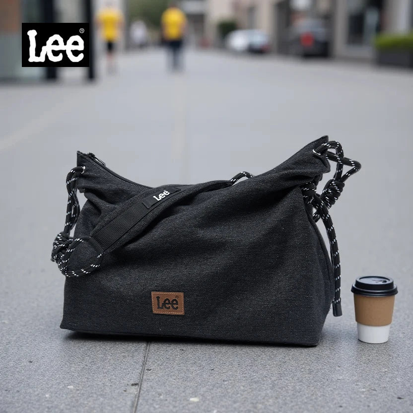 LEE Unisex Denim Blue Soft Pillow Shoulder Bags Beige Casual Simple Utility Light Ladies Large High Capacity Hobo Crossbody Bag