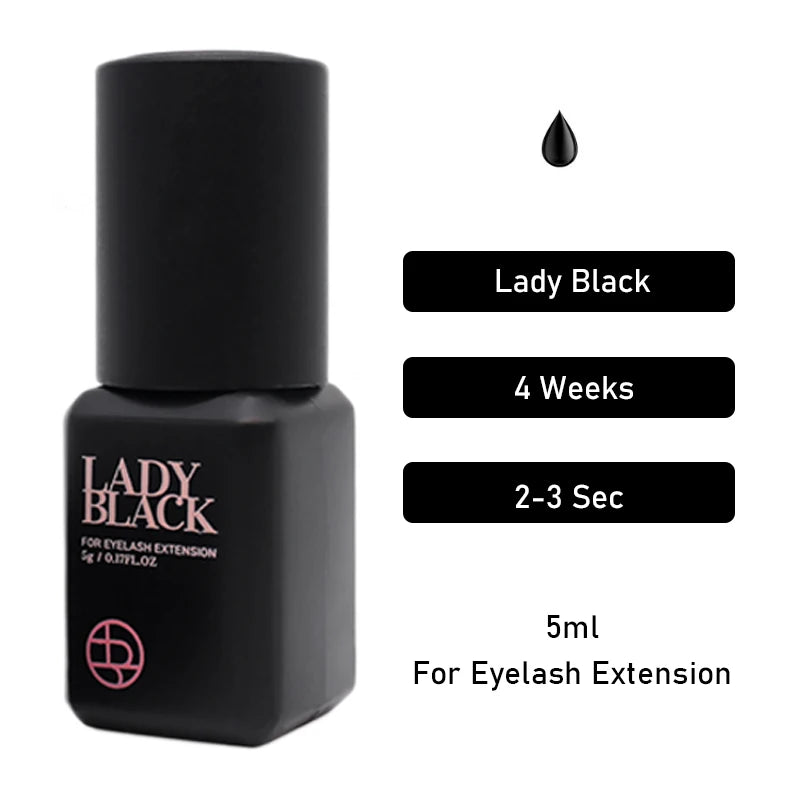 20 Bottles Lady Black Glue Korea Fastest Strongest Fake Eyelash Extensions Cola Supplies Adhesive 5ml Makeup Tools Lash Shop