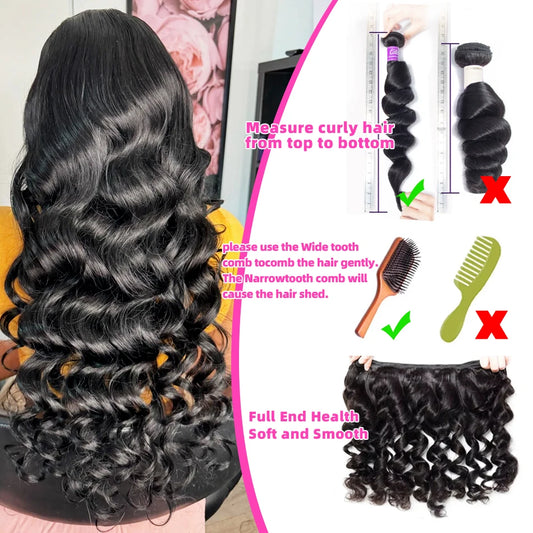 Luvin Loose Deep Wave Raw Human Hair Bundles 34 Inch 1/3/5 Brazilian Double Weft Virgin Curly Bundles Deep Wave Extensions