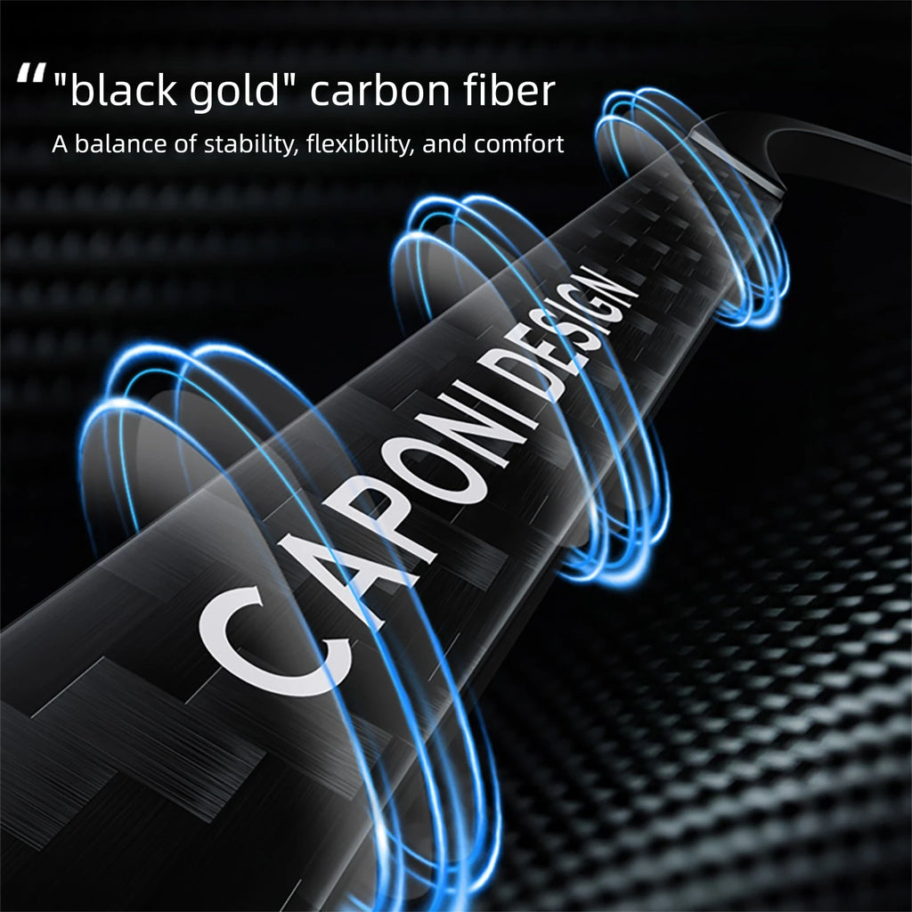 CAPONI Polarized Men Sunglasses Carbon Fiber Driving Outdoor Sun Glasses UV400 Original Designer Glass Lens Black Shades CP28964