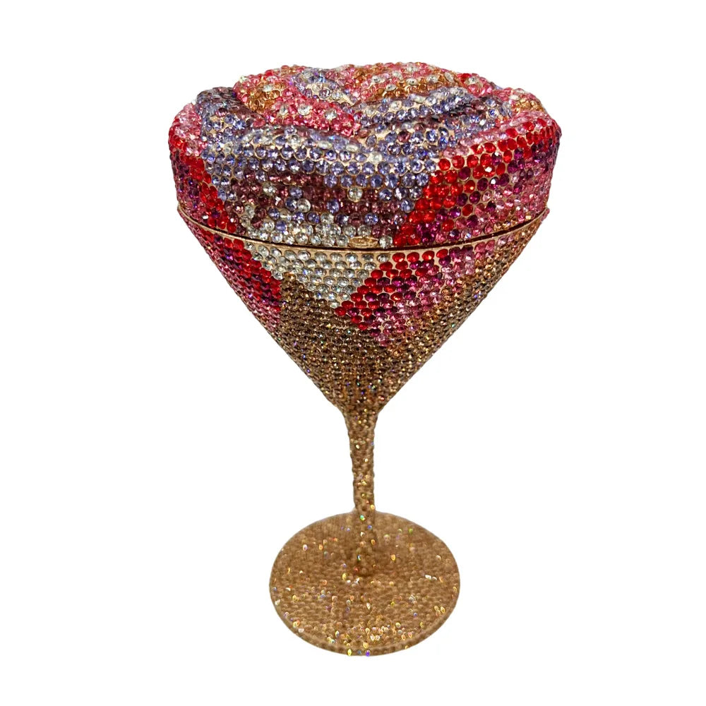 XIYUAN Women Luxury Branded Martini Crystal Evening Bag Elegant Cup Diamond Bridal Handbag Wedding Party Purses Lady Gift Clutch