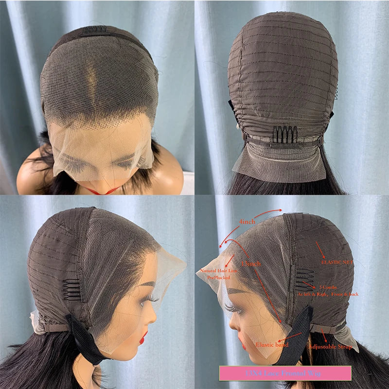 Ombre Light Blue and Blue Lace Front Wigs Human Hair for Women 13x4 Transparent Lace Body Wave 180% Density Human Hair Wigs 100%