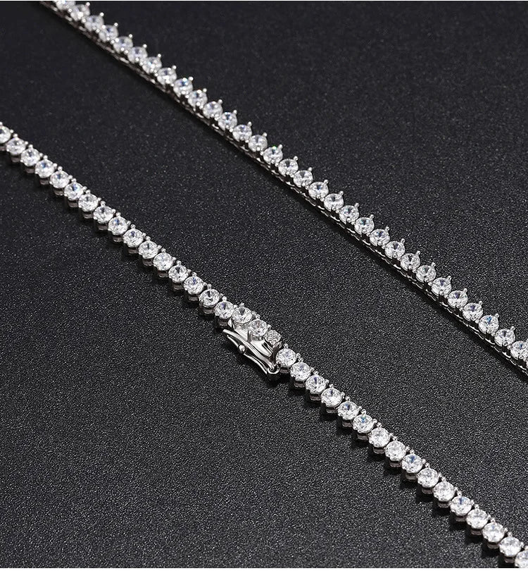 PureMax Luxury 3 Craws Certified Full Moissanite Diamond 18k Gold Plated Necklace Set For Women 925 Sterling Silver Fine Jewelry
