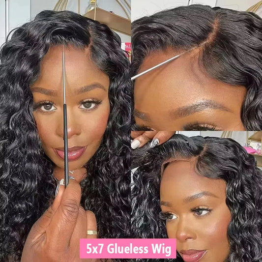 Ready To Wear Glueless Wigs Deep Wave 5x7 Lace Wigs Human Hair 13x4 13x6 HD Lace Frontal Wig Kinky Curly Wet And Wave For Women