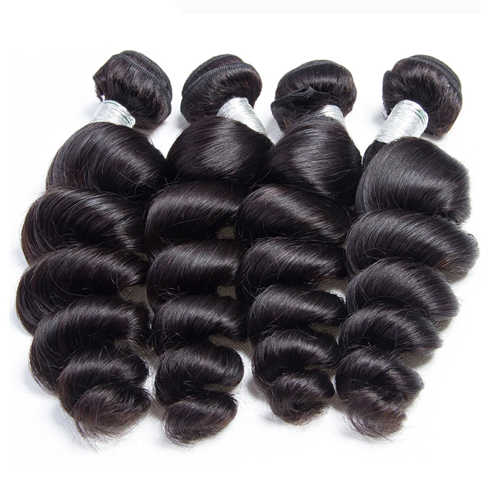 Loose Wave Bundles With Frontal Closure 13x6 HD Transparent Lace Frontal With Bundles Loose Deep Human Hair Bundles With Closure