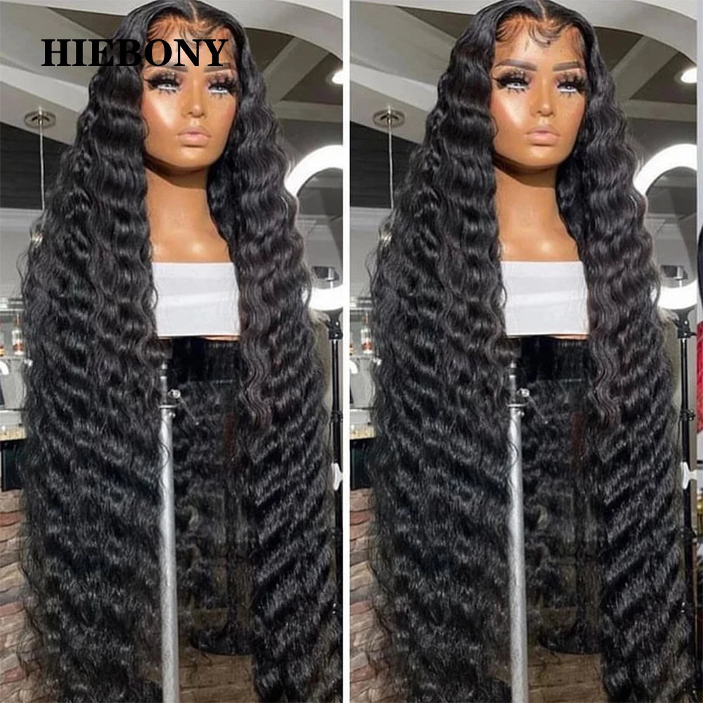 HiEbony Hair 13x6 HD Lace Frontal Wigs Deep Wave 250% Density Melt Skin Real HD Lace Wigs 5x5 6x6 Glueless HD Lace Closure Wigs