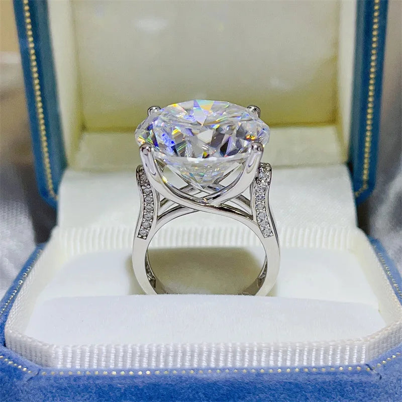 20 Carat Green Moissanite Lab Diamond Rings Top Grade s925 Silver Big White Moissanita Gemstone Fine Jewelry GRA