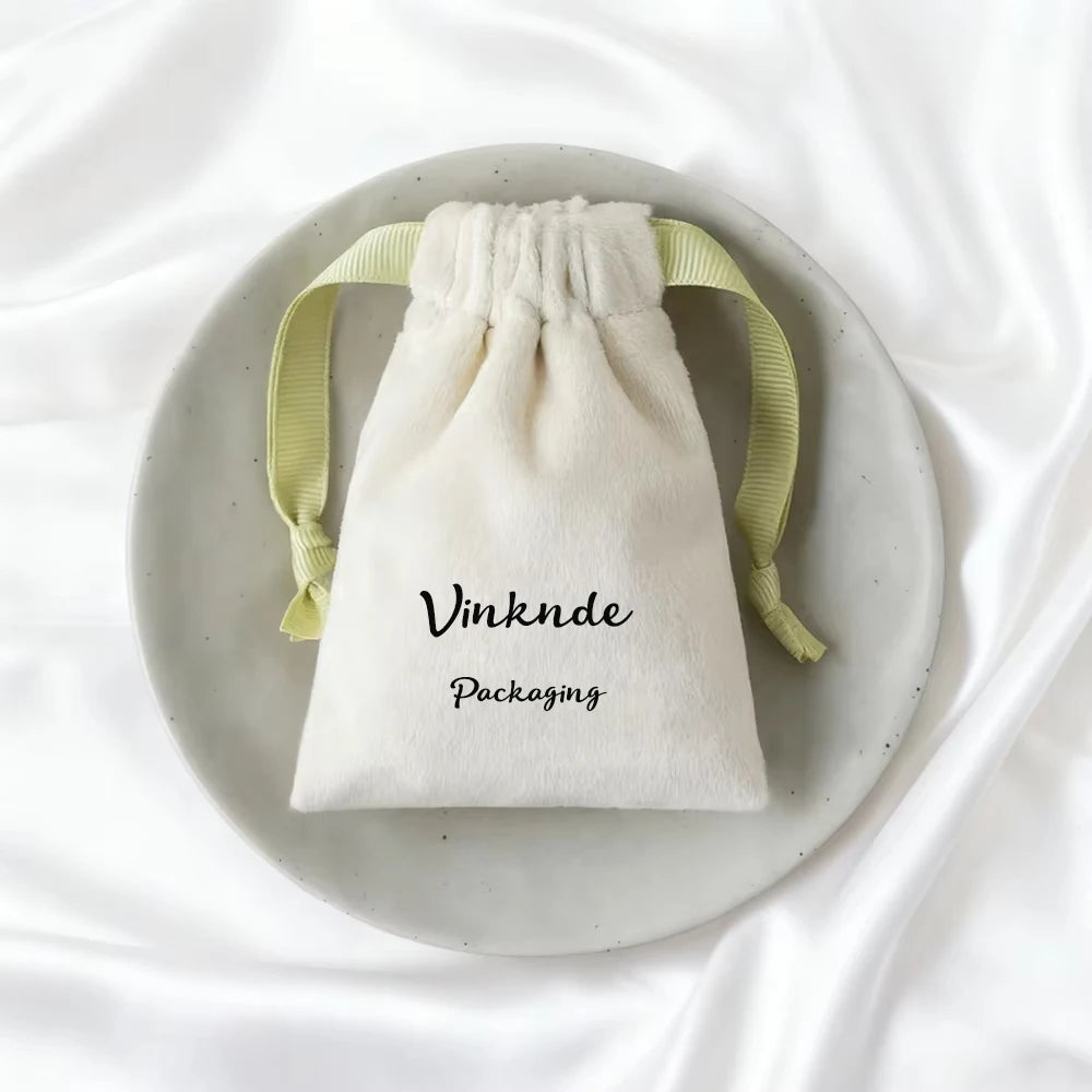 50-100pcs Velvet Gift Bags Custom Logo Ribbon Drawstring Bags For Wedding Christmas Party Jewelry Candy Gifts Packing Pouches