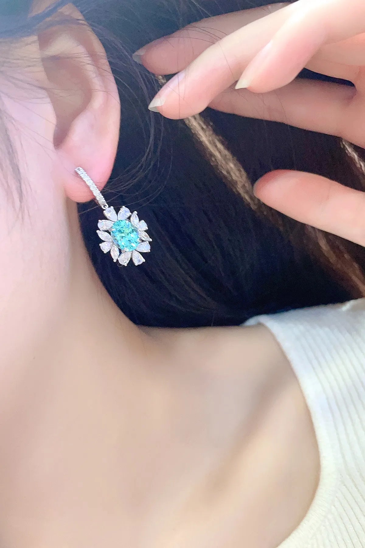 Bridal Jewelry Sets for Women Rings Necklace Earrings Lab Grown Paraiba Engagement Rings Wedding Custom Jewelry