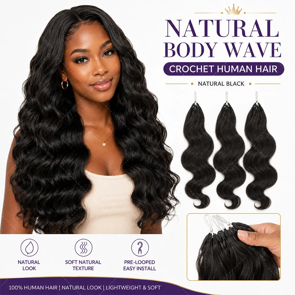 Brown Body Wave Crochet Human Hair Miracle Knots Pre Looped Soft Lightweight Natural Blend Extensions For Black Women Easy Wear