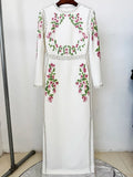 HIGH STREET Newest Fashion 2026 Designer Party Vestido Women's Long Sleeve Luxurious Beaded Maxi Long Dress