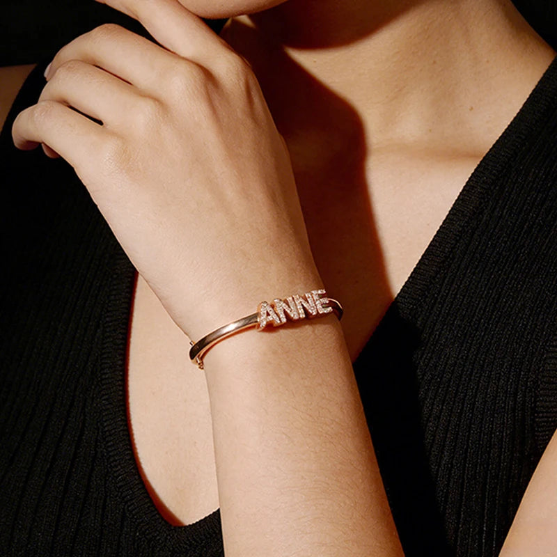 Smyoue Personalized Name Custom Bracelet Letter Customized products for Women 925 Sterling Silver Jewelry By Shiran Aloni
