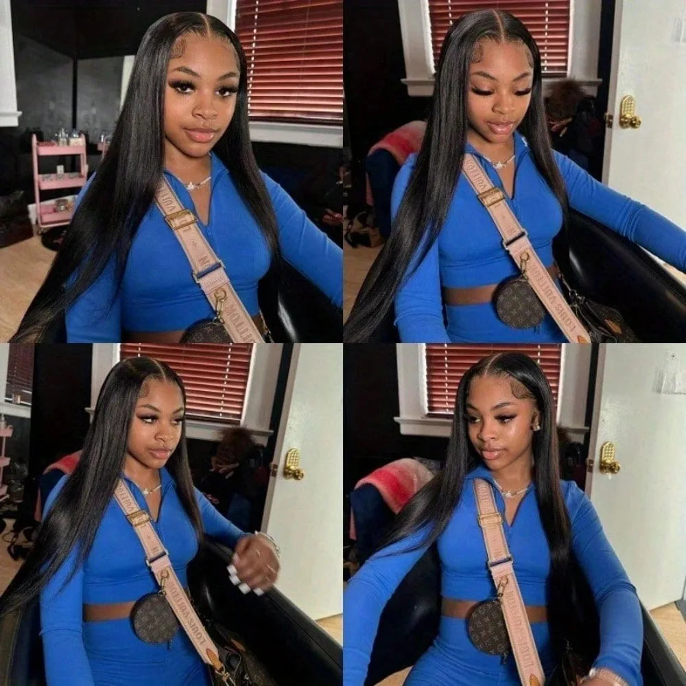 13x6 Lace Front Wigs Human Hair 36 Inch HD Transparent Lace Frontal Wigs 250% Density Brazilian Virgin Straight Human Hair Wigs For Women Pre Plucked With Baby Hair Natural Color
