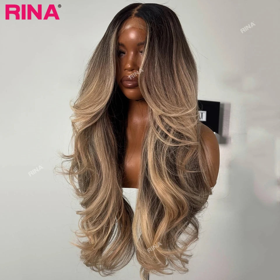 Ombre Blonde Highlight Color 200 Density 13x4 13x6 Human Hair Lace Front Wig Transparent Lace Brazilian Hair For Women Body Wave