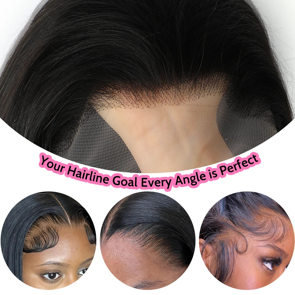 ISEE HAIR 13x6 HD Transparent Lace Front Human Hair Wigs 250 Density Pre-Plucked Malaysian Straight Lace Frontal Wig with Band