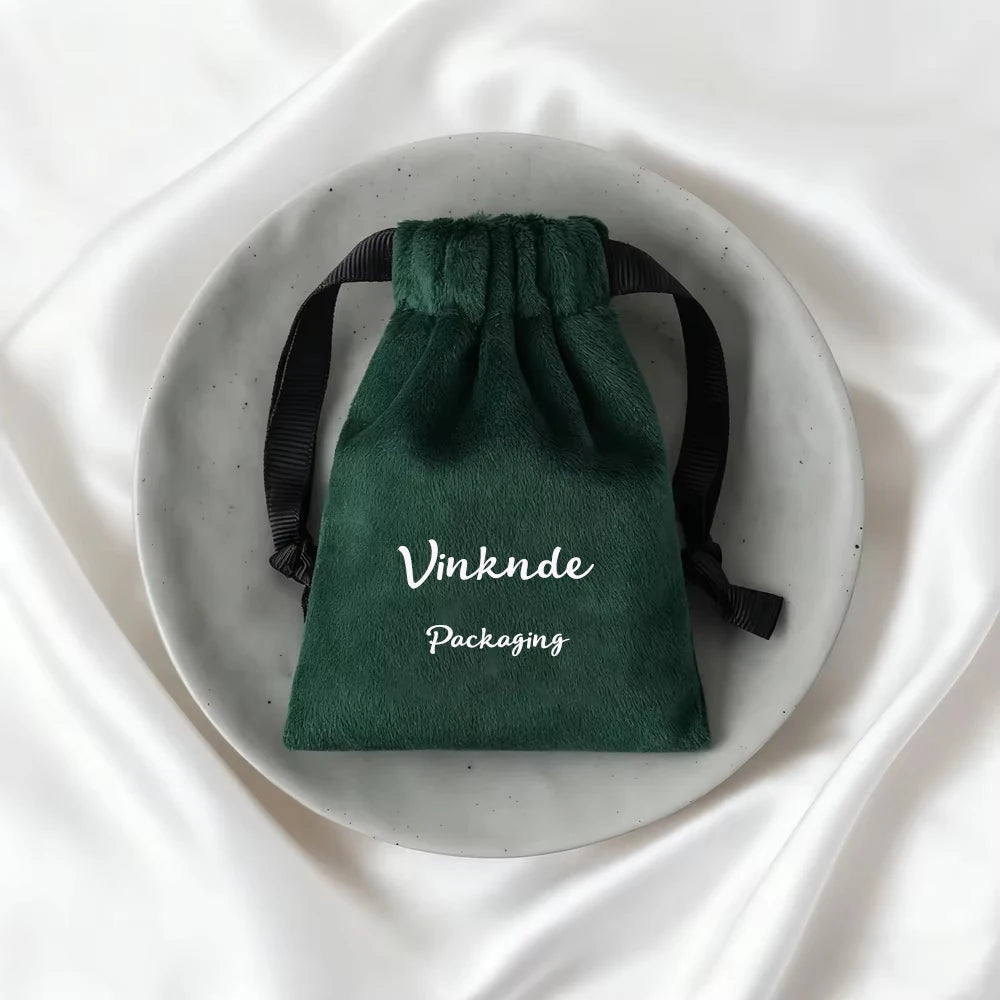 50-100pcs Velvet Gift Bags Custom Logo Ribbon Drawstring Bags For Wedding Christmas Party Jewelry Candy Gifts Packing Pouches
