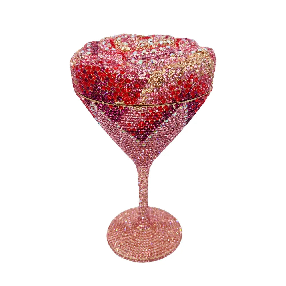 XIYUAN Women Luxury Branded Martini Crystal Evening Bag Elegant Cup Diamond Bridal Handbag Wedding Party Purses Lady Gift Clutch