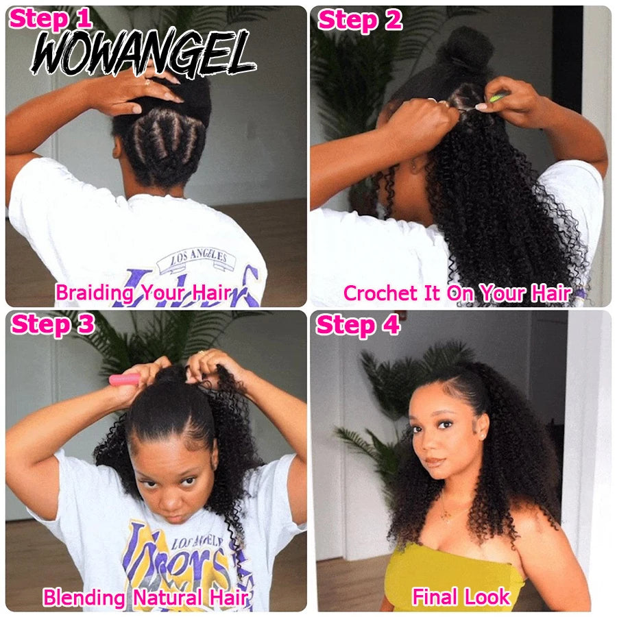 1BT/4/30 Ombre Color Deep Wave Crochet Hair For Braiding Curly Feather Crochet Hair Extensions With String Pre-Separated Knotles