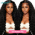 Ali Grace Deep Wave Hair 5x5 Lace Closure Human Hair Wigs Water Wave Brazilian Hair Pre-plucked Wear&Go Glueless Wigs for Women
