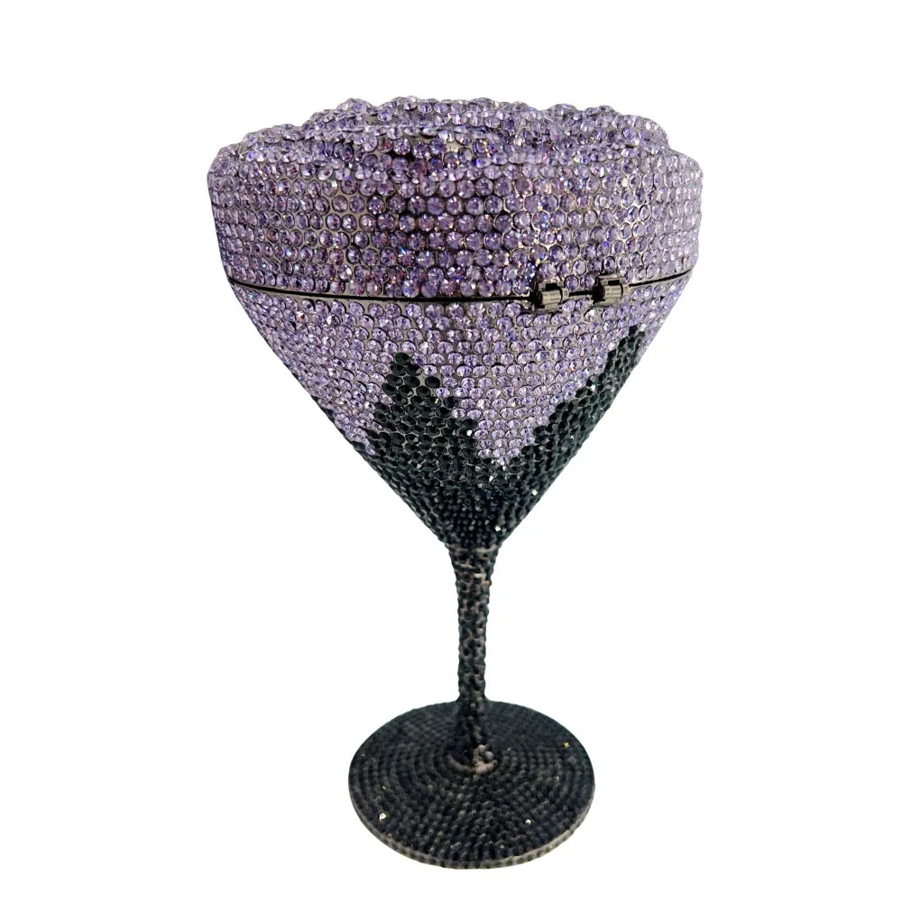 XIYUAN Women Luxury Branded Martini Crystal Evening Bag Elegant Cup Diamond Bridal Handbag Wedding Party Purses Lady Gift Clutch