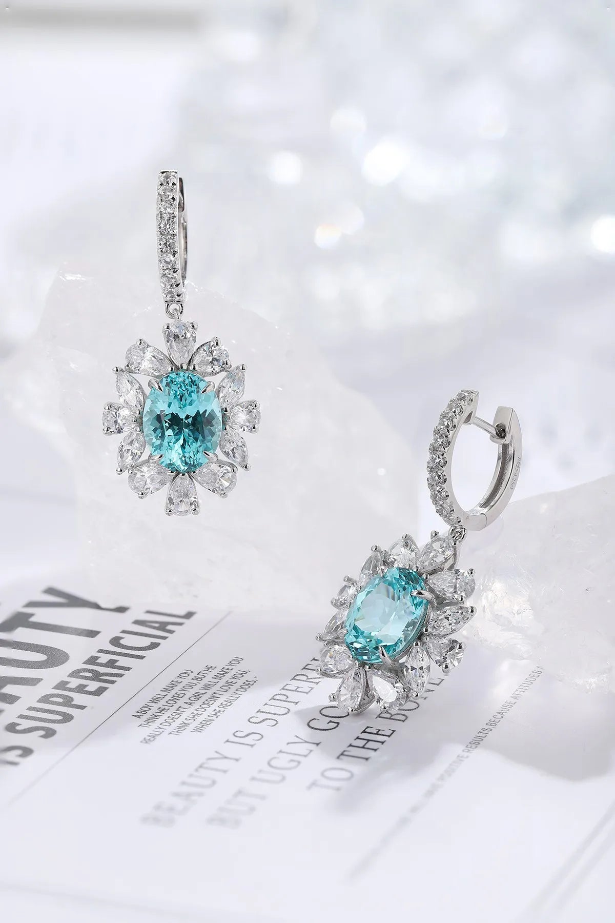 Bridal Jewelry Sets for Women Rings Necklace Earrings Lab Grown Paraiba Engagement Rings Wedding Custom Jewelry