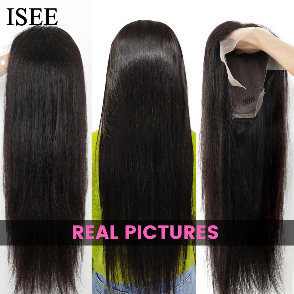 ISEE HAIR Wig Malaysian Straight 13x6 HD Lace Frontal Wig Pre Bleached Knots Wigs For Women Wear Go Glueless Wig Human Hair Wigs