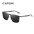 CAPONI Polarized Men Sunglasses Carbon Fiber Driving Outdoor Sun Glasses UV400 Original Designer Glass Lens Black Shades CP28964