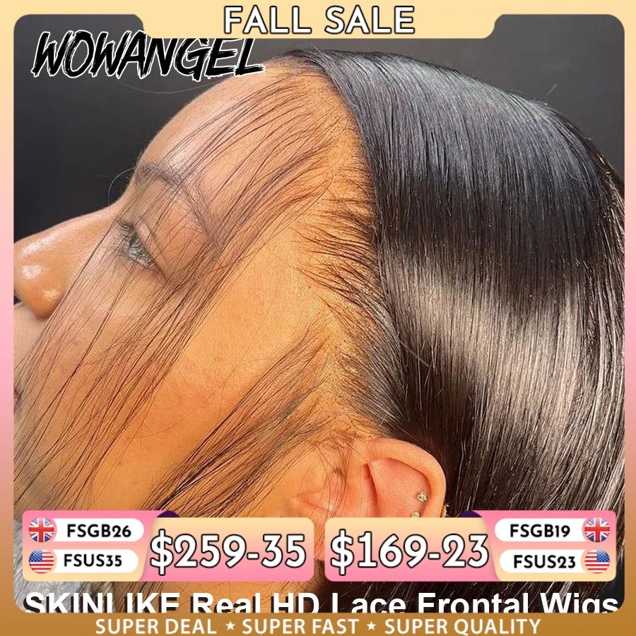 WOW ANGEL HD Lace Frontal Wig 250% 13x6 HD Lace Front Wig Straight Hair Invisible HD Lace Melt Skin HD Lace Front Human Hair Wig