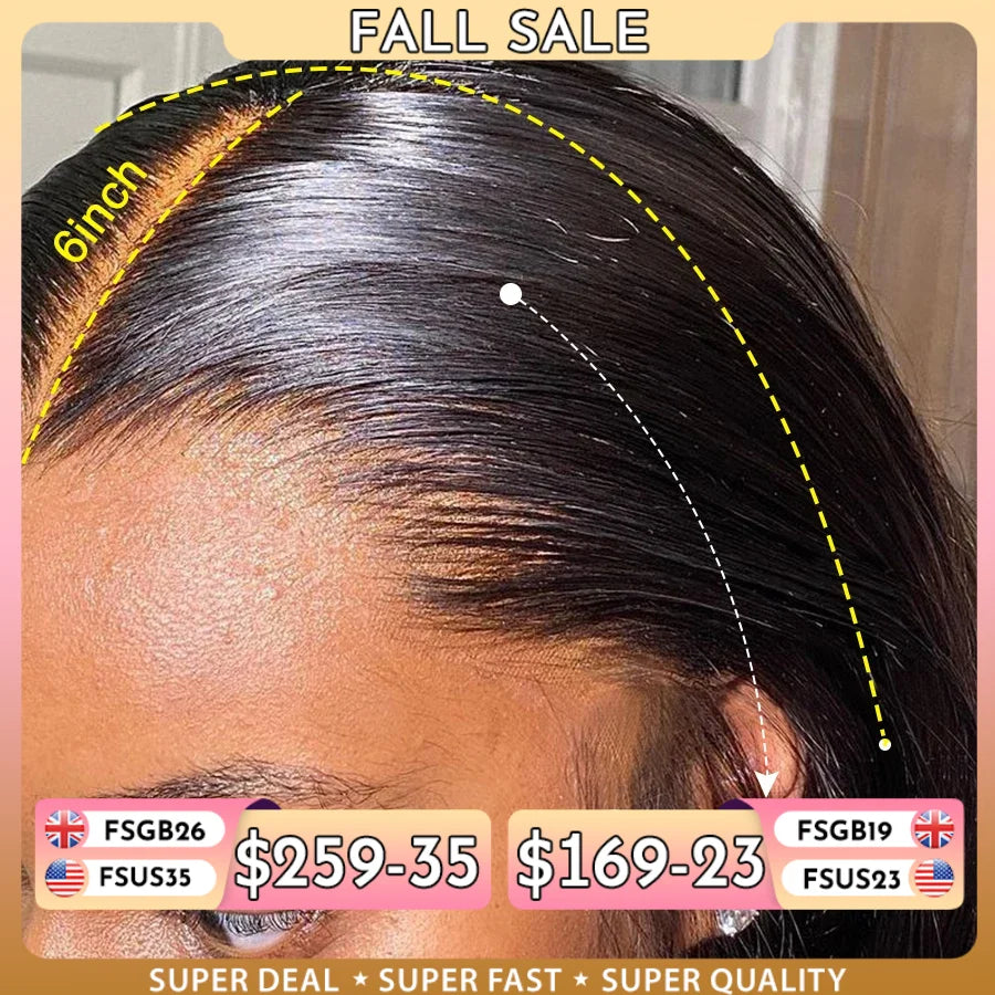 13x6 HD Full Lace Frontal Wigs 250% Invisible HD Lace Front Human Hair Wigs  Straight Melt Skins Pre Plucked Brazilian Hair Wig