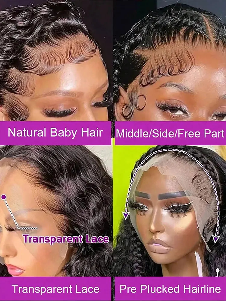 30 Inch Deep Wave Lace Front Wigs Human Hair  250% Density 13x4 HD Lace Front Wigs Human Hair Deep Curly Wet And Wavy Human Hair Wigs For Women