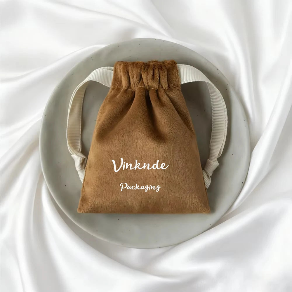 50-100pcs Velvet Gift Bags Custom Logo Ribbon Drawstring Bags For Wedding Christmas Party Jewelry Candy Gifts Packing Pouches