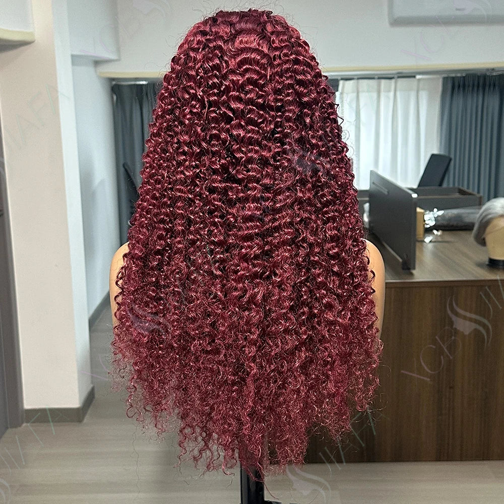 Burgundy Curly Wigs Human Hair 99j 13x4 Lace Front Deep Wave 100% Human Hair Wigs Pre Plucked 13X6 HD Lace Wine Red Colored Wig