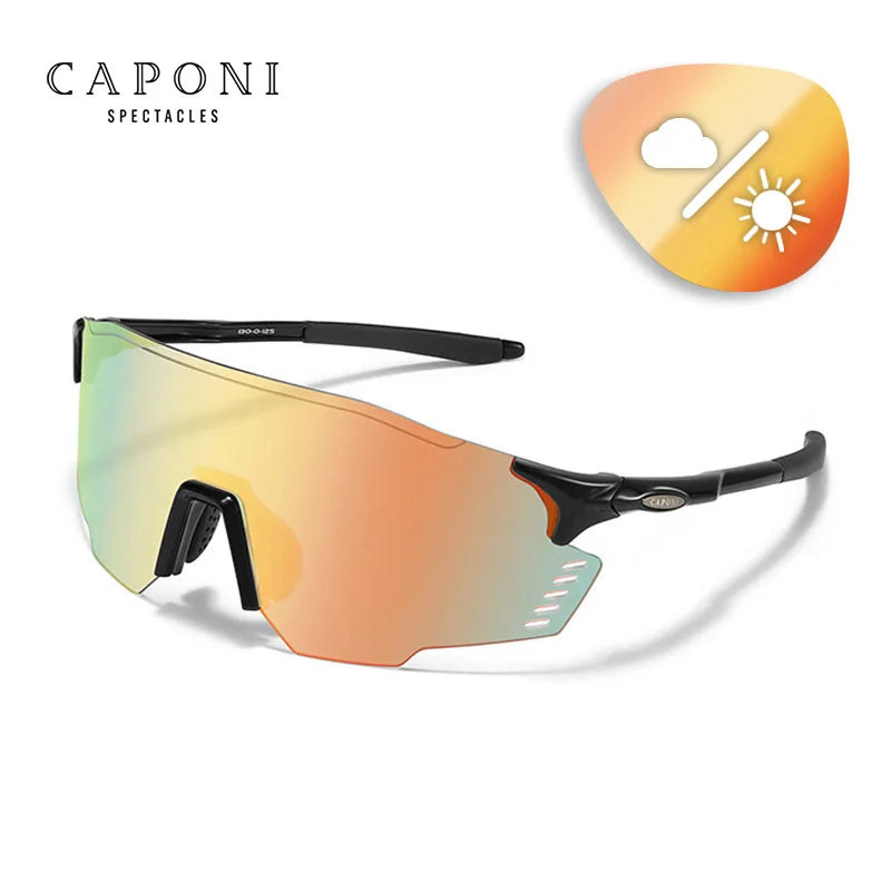CAPONI Sport Men's Sunglasses TR-90 Gradient Photochromic Glasses For Men UV400 New Design Anti Dust Windproof Eyewear BS23812