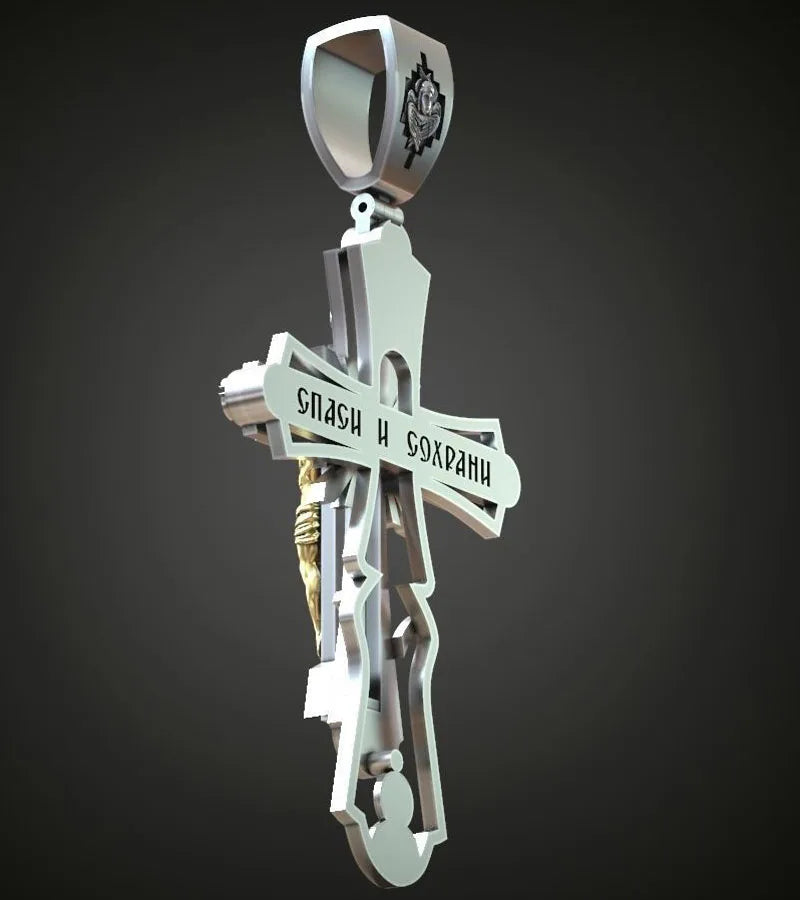 18.5g Long Big Heavy Cross Orthodox White Gold Pendant For Men Customized 925 SOLID STERLING Silver Pendant