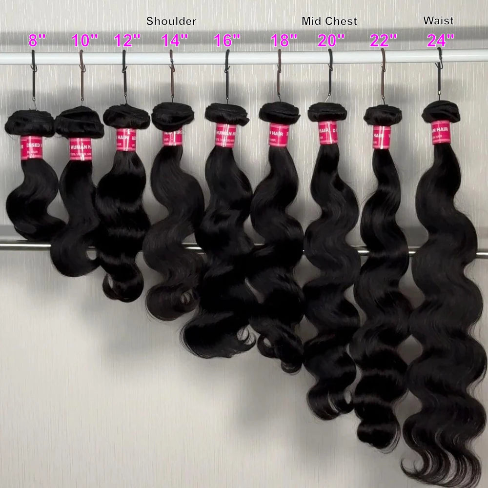 UNice Hair Body Wave Bundles With 13x4 Lace Frontal 100% Human Hair Bundles 3/4PCS With Free Part Frontal Make 250% Density Wig