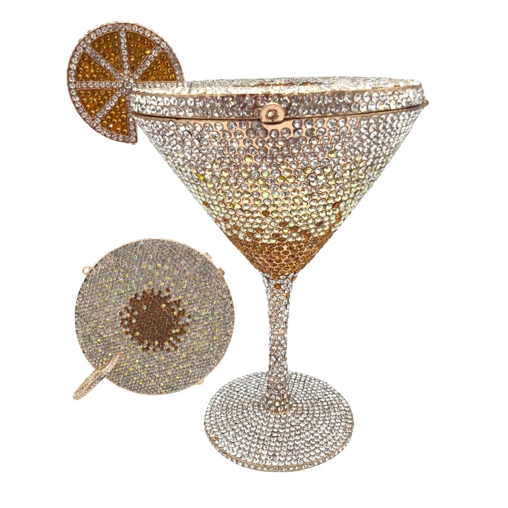 XIYUAN Women Luxury Branded Martini Crystal Evening Bag Elegant Cup Diamond Bridal Handbag Wedding Party Purses Lady Gift Clutch